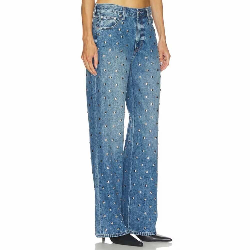NWT Pistola Hendrix Charmed Jeans 27 Studded High Rise Baggy Wide Leg - Picture 4 of 12